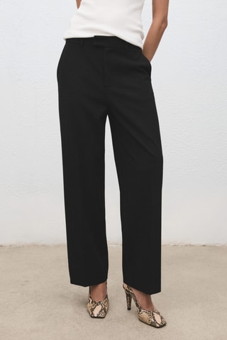 Pantalon droit crop taille normale - Noir