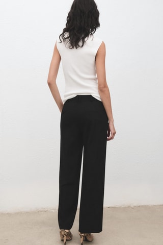 Pantalon droit crop taille normale - Noir