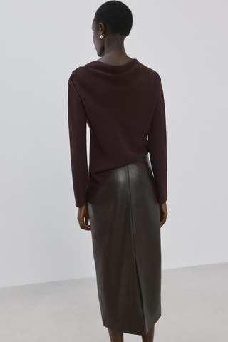 Blouse à col asymétrique - Marron