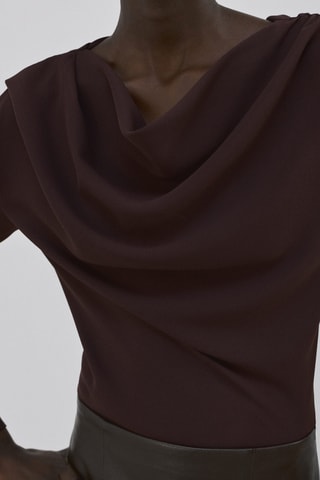 Blouse à col asymétrique - Marron