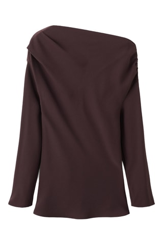 Blouse à col asymétrique - Marron