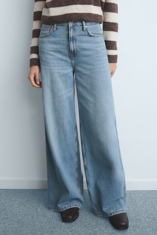 Jean large taille haute - Bleu