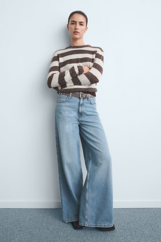 Jean large taille haute - Bleu