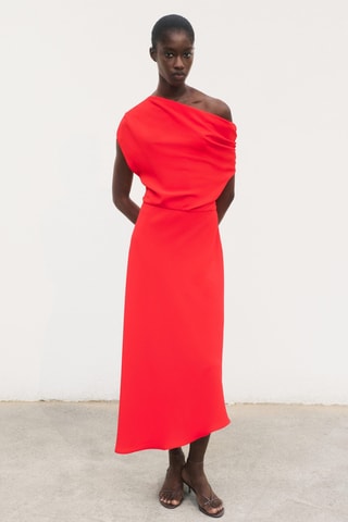Robe midi asymétrique - Rouge