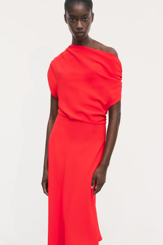 Robe midi asymétrique - Rouge