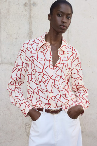 Chemise à imprimé abstrait - Rouge
