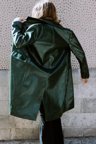 Manteau long cuir synthétique - Vert