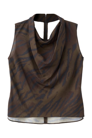 Blouse à imprimé animal avec col bénitier - Marron