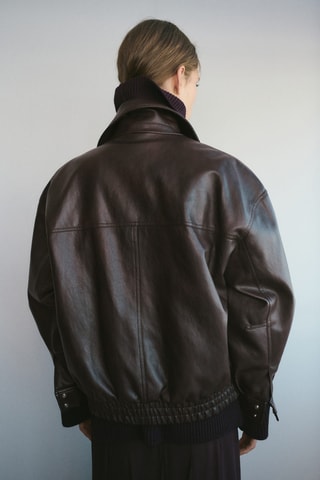 Veste oversize cuir synthétique - Marron