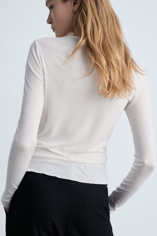 Top maille côtelée fine - Blanc