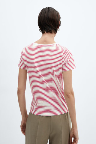 T-shirt rayures logo - Rouge