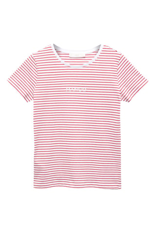 T-shirt rayures logo - Rouge
