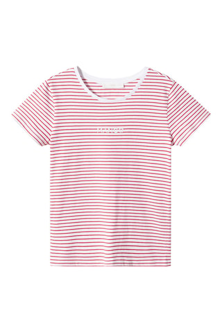 T-shirt rayures logo - Rouge