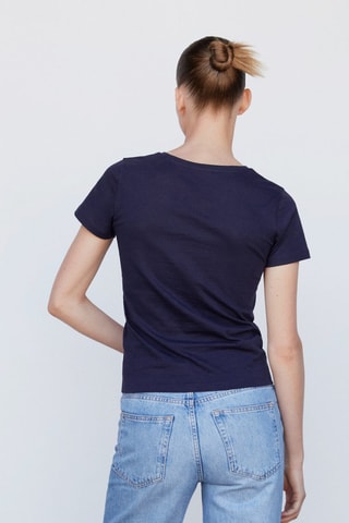 T-shirt logo métallisé - Bleu marine