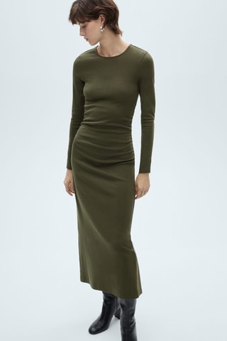 Robe midi coton - Kaki