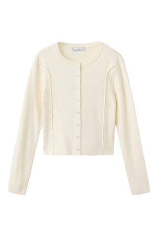 Cardigan maille côtelée - Écru