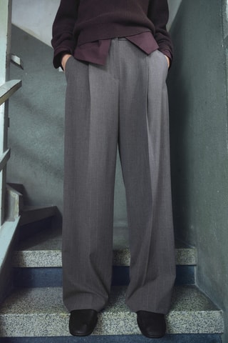 Pantalon large à pinces - Gris