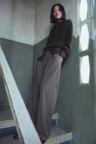 Pantalon large à pinces - Gris