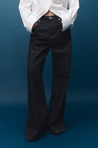 Jean large à boutons - Bleu