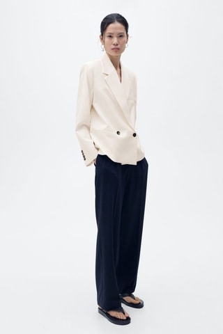 Blazer double boutonnage contrasté - Blanc