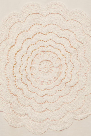 T-shirt brodé fleur en crochet - Écru