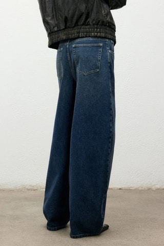 Jean barrel taille normale - Bleu foncé