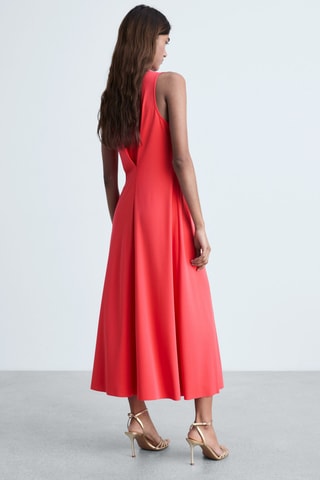 Robe en maille col V - Orange