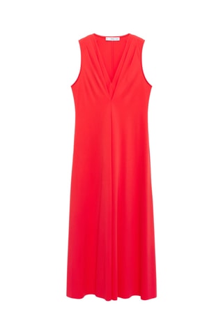 Robe en maille col V - Orange