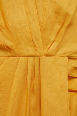 Robe midi plissée en lin - Moutarde