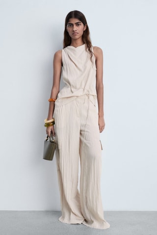 Pantalon cargo texturé - Beige