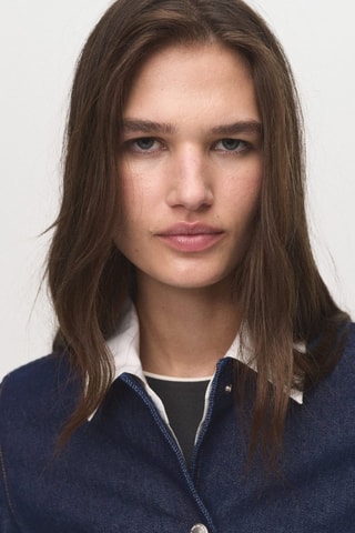 Veste denim crop - Bleu