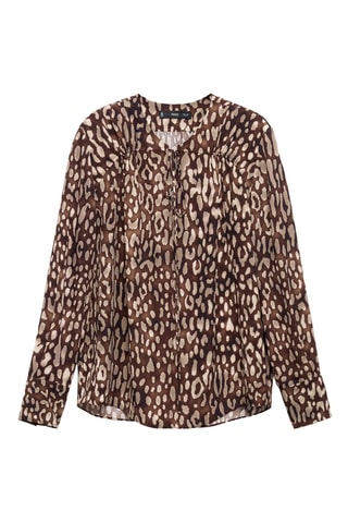 Blouse satinée léopard nœud - Marron