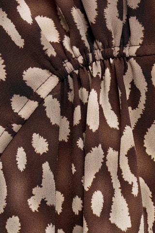 Blouse satinée léopard nœud - Marron
