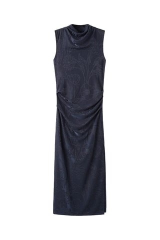 Robe brodée col bénitier - Bleu marine