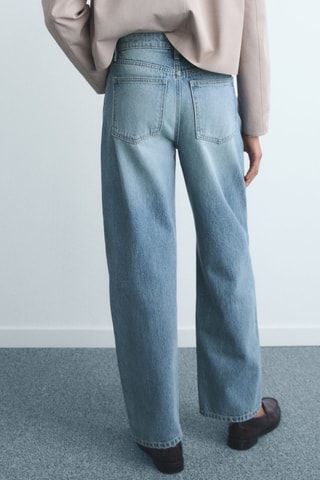 Jean barrel taille haute - Bleu