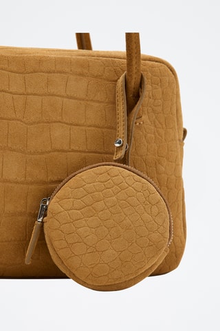Petit sac bowling en daim - Beige