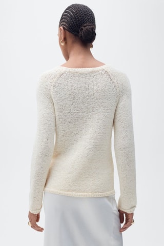 Pull crochet col rond - Écru