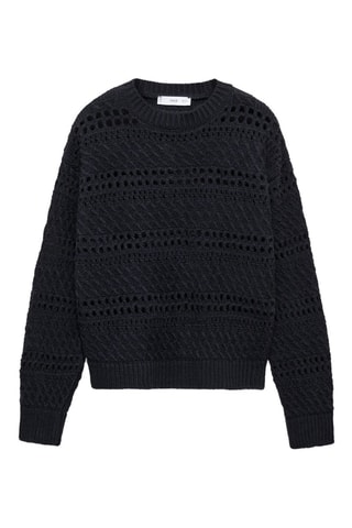 Pull en maille ajourée - Bleu marine