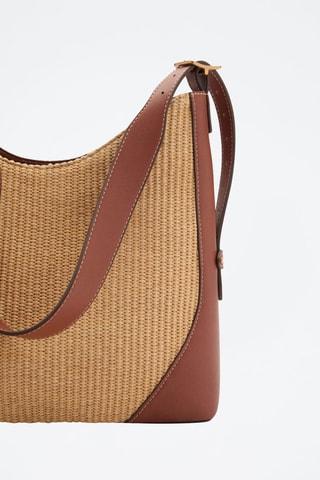 Sac porté épaule effet raphia - Marron