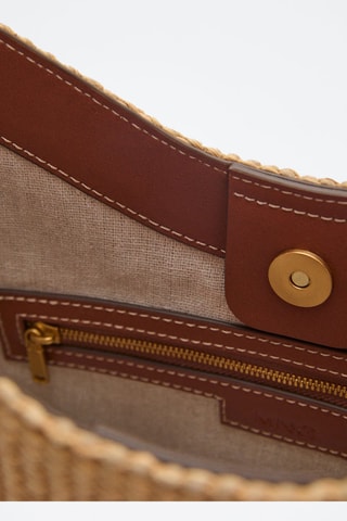 Sac porté épaule effet raphia - Marron
