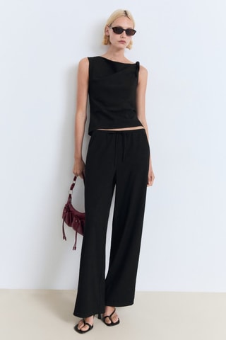 Pantalón recto cordón - Negro