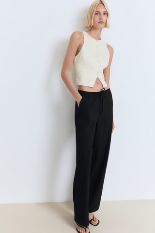Pantalón recto cordón - Negro