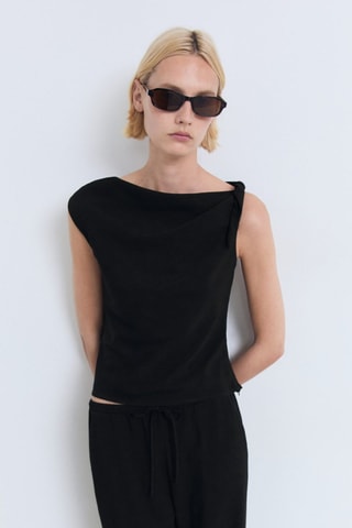 Pantalón recto cordón - Negro