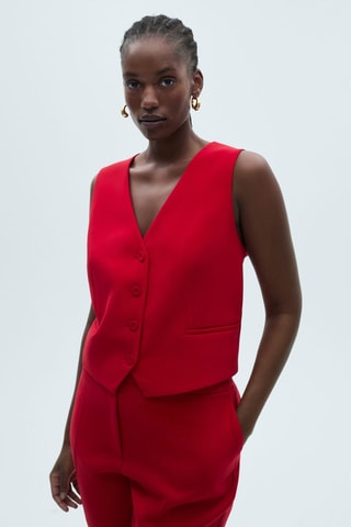 Pantalón traje wideleg - Rojo