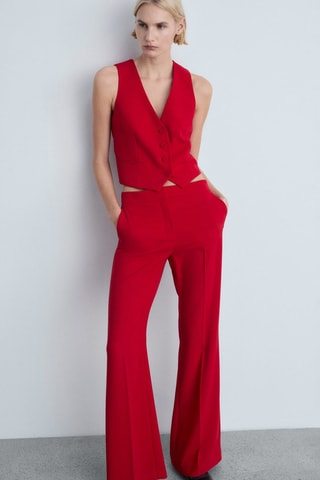 Pantalón traje wideleg - Rojo