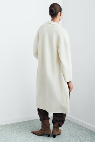 Manteau maille poches - Écru