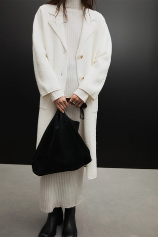 Manteau maille poches - Écru