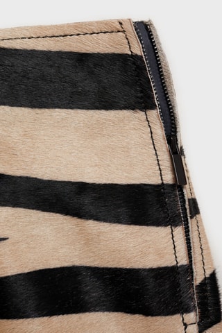 Jupe cuir imitation fourrure zébrée - Noir