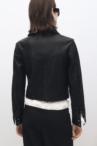 Veste cuir revers - Noir