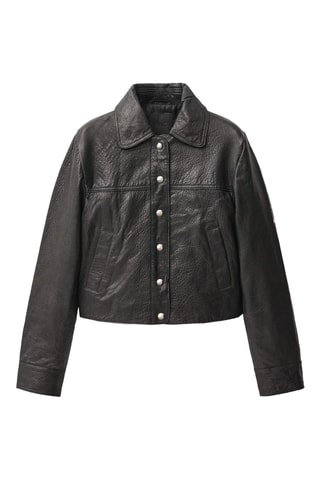 Veste cuir revers - Noir